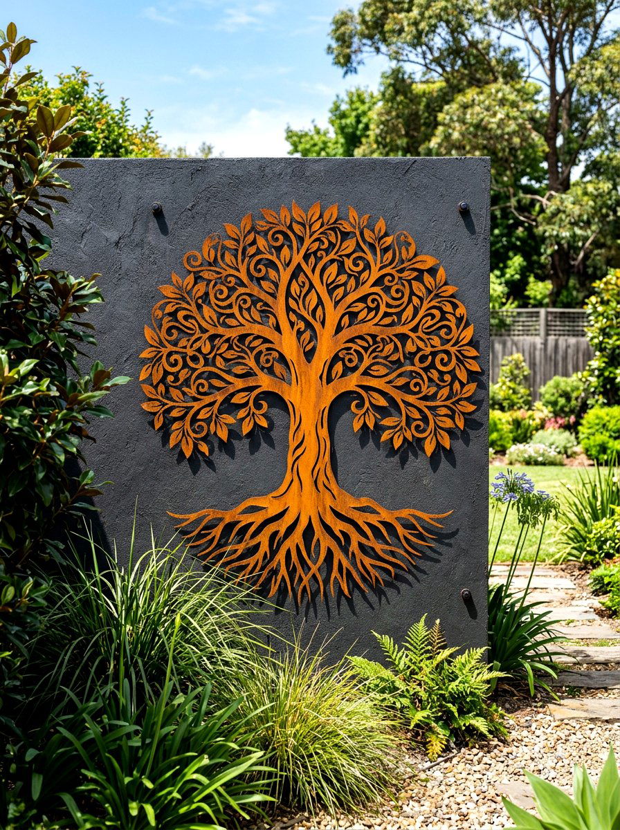Corten steel wall art - 30 corten steel backyard ideas