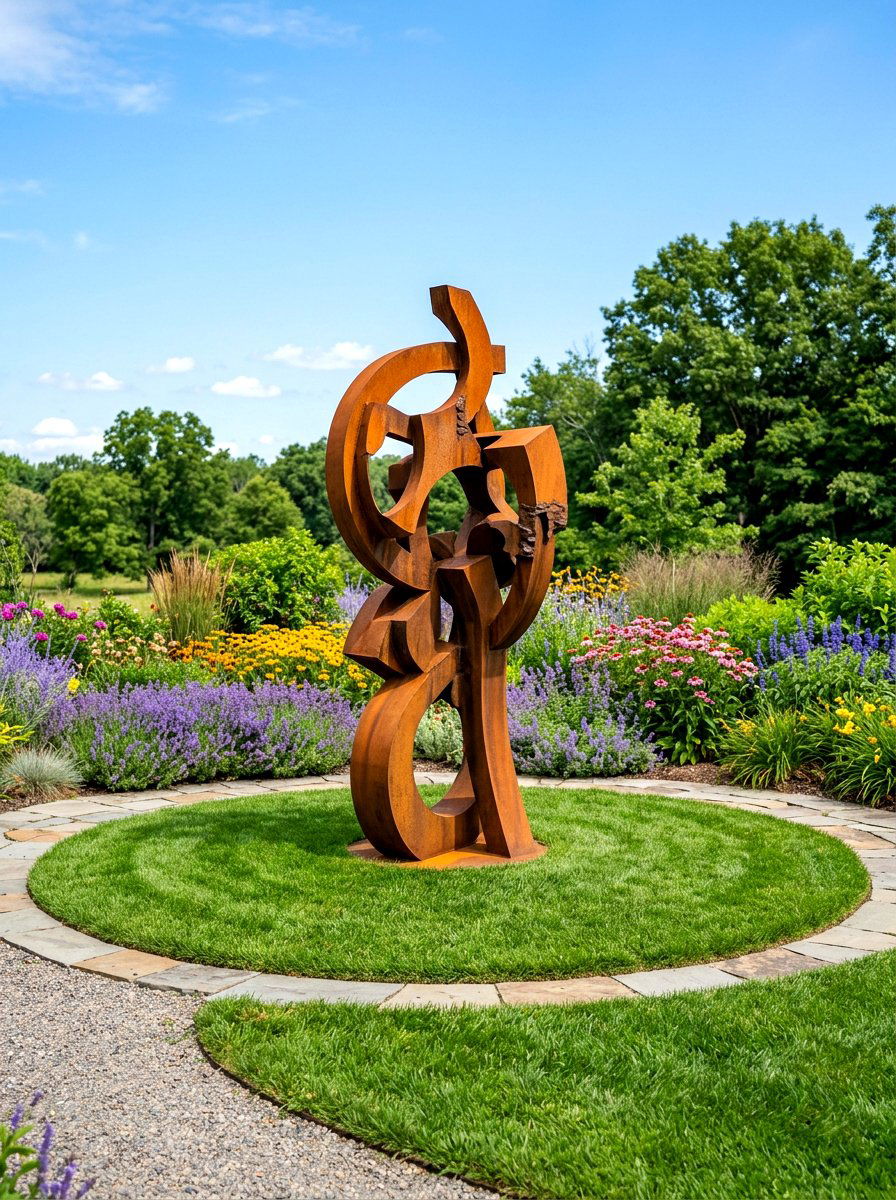 Corten steel yard art - 30 corten steel backyard ideas