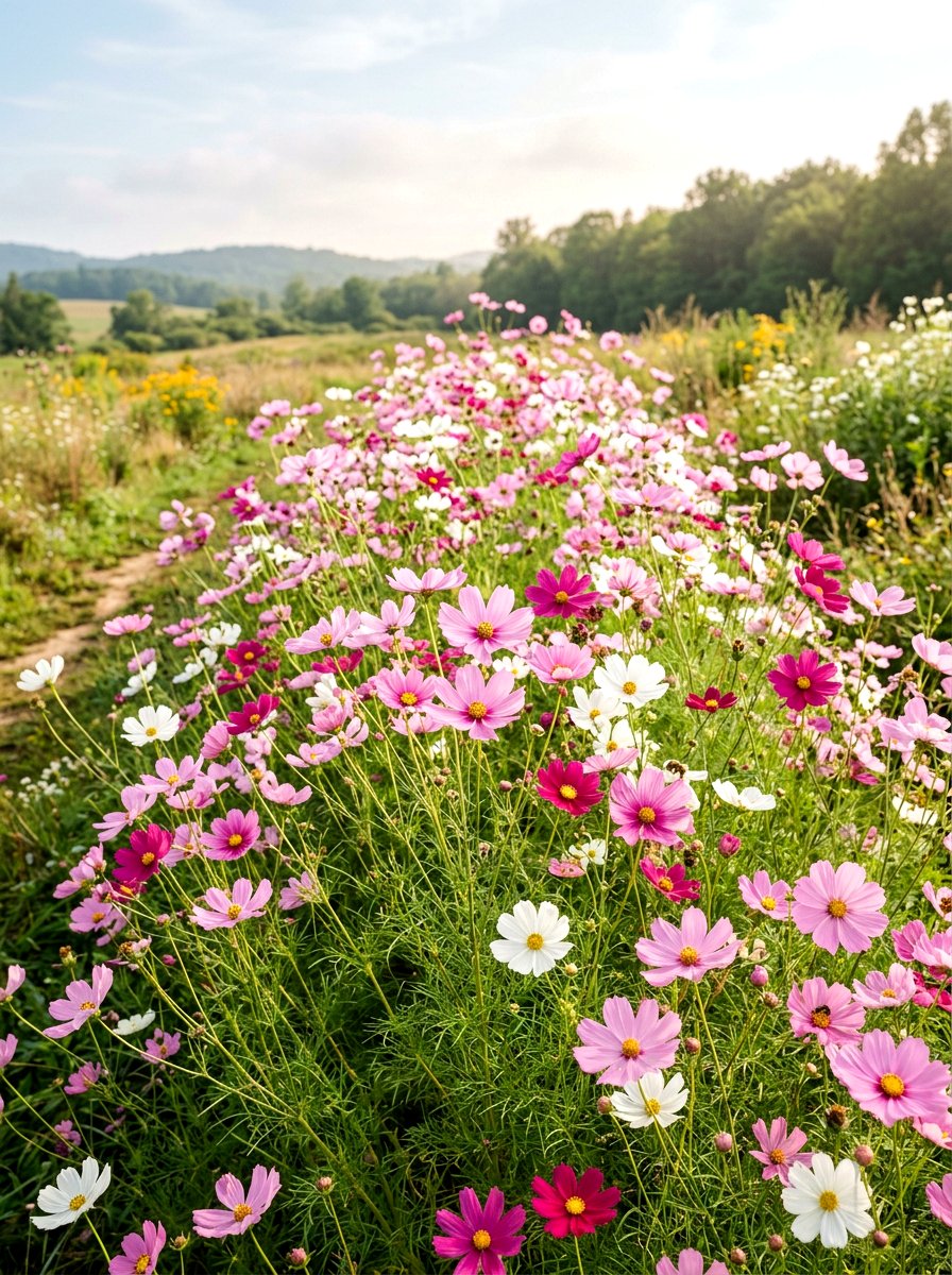 Cosmos Flower Patch - 30 bee friendly garden ideas