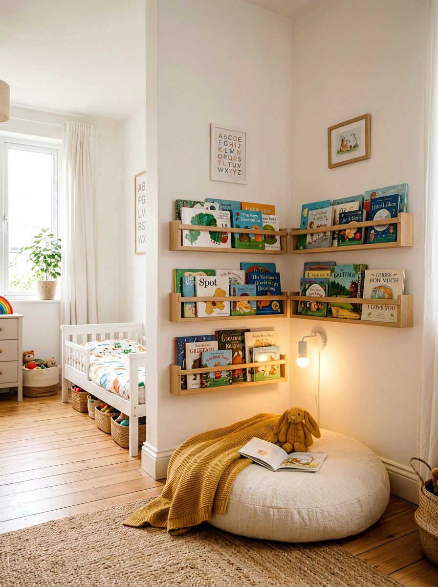 Cosy Reading Corner Toddler Room - 30 neutral toddler room ideas