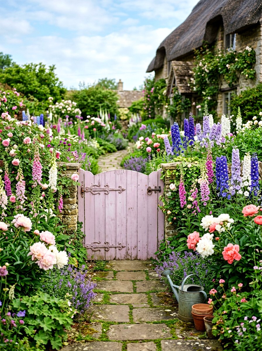 Cottage Core Gate And Perennial Garden - 30 driveway gate landscaping ideas
