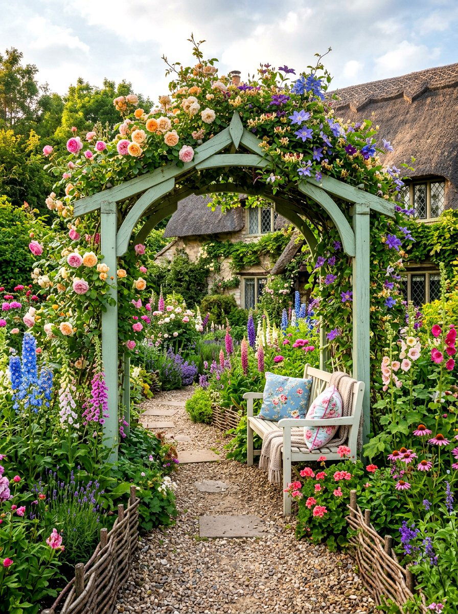 Cottage Garden Arbor - 30 arbor bench ideas