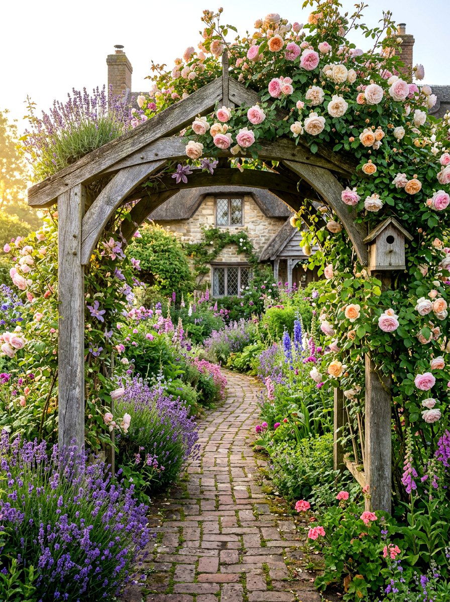 Cottage Garden Archway - 30 arbor walkway ideas