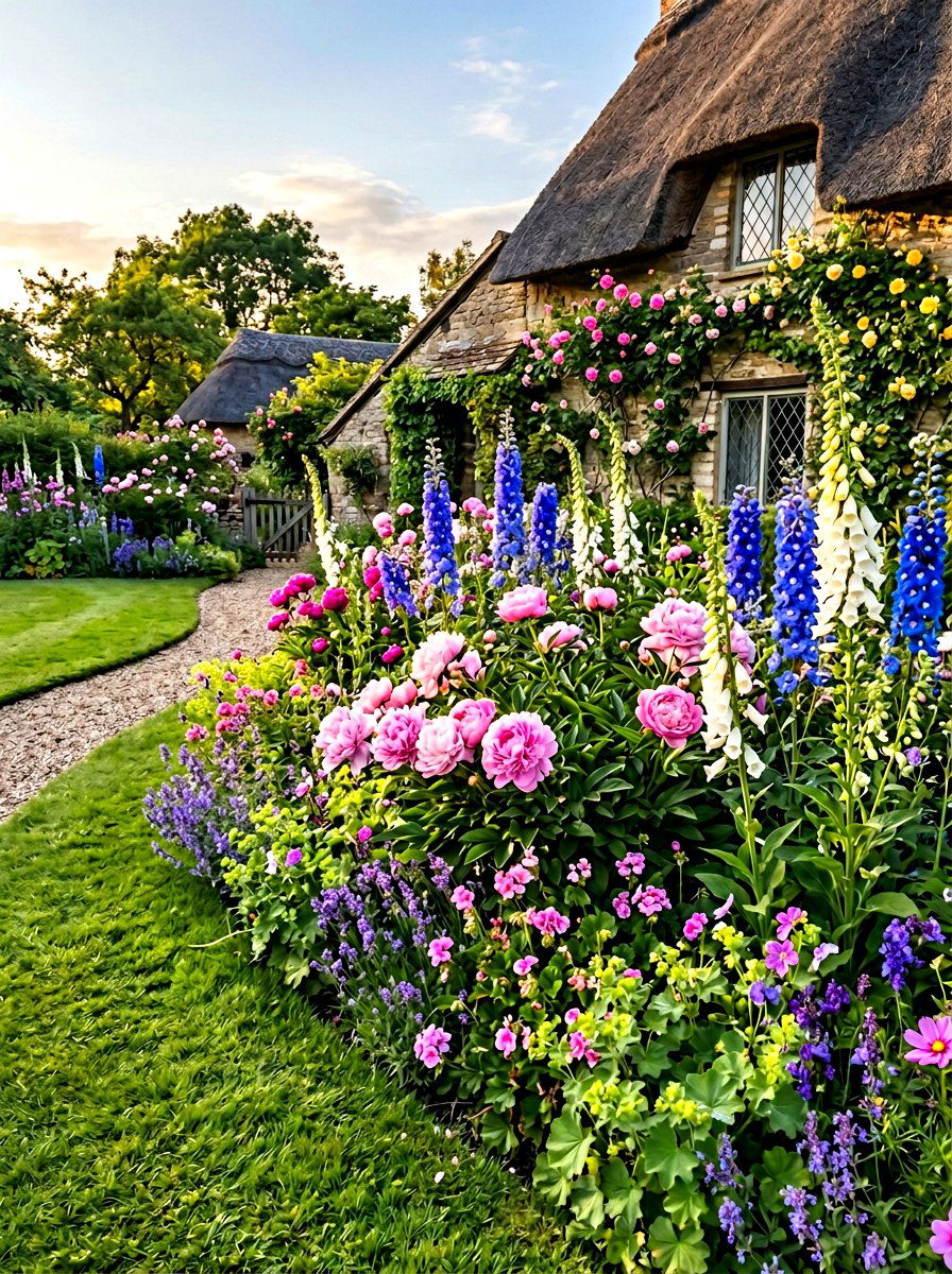 Cottage Garden Flower Border - 30 front yard border ideas