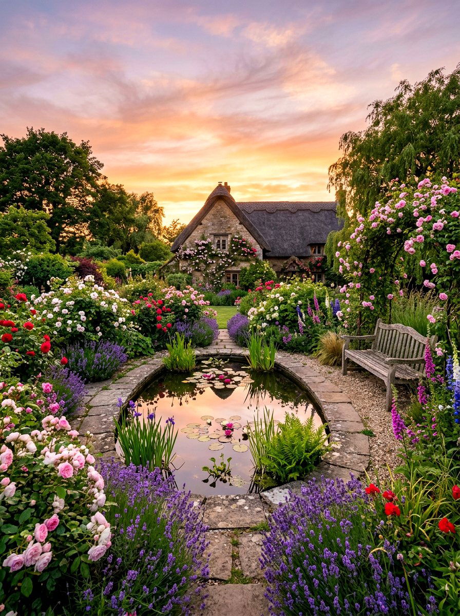 Cottage Garden Pond - 30 backyard pond ideas