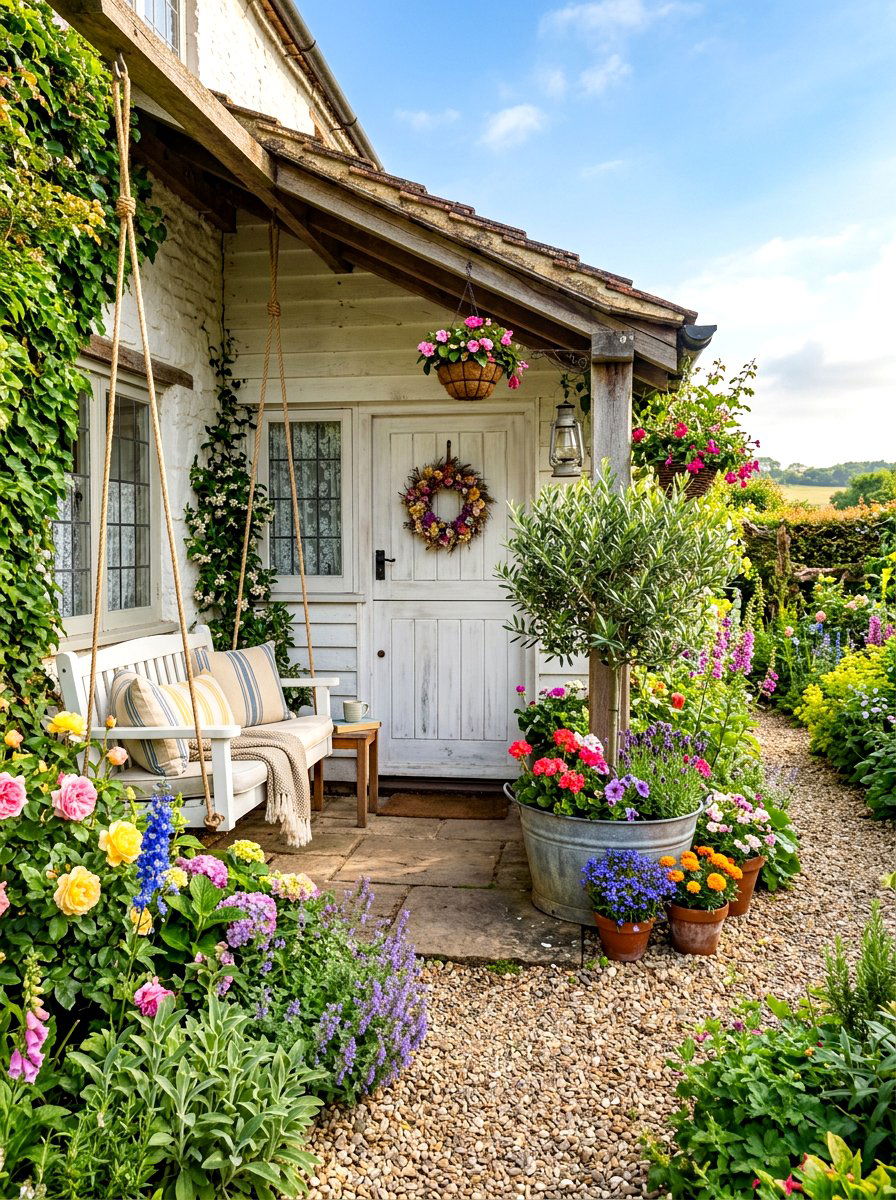Cottage Garden Porch - 30 potted olive tree entry ideas