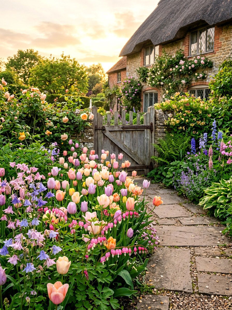Cottage Garden Tulip Border - 30 tulip border ideas
