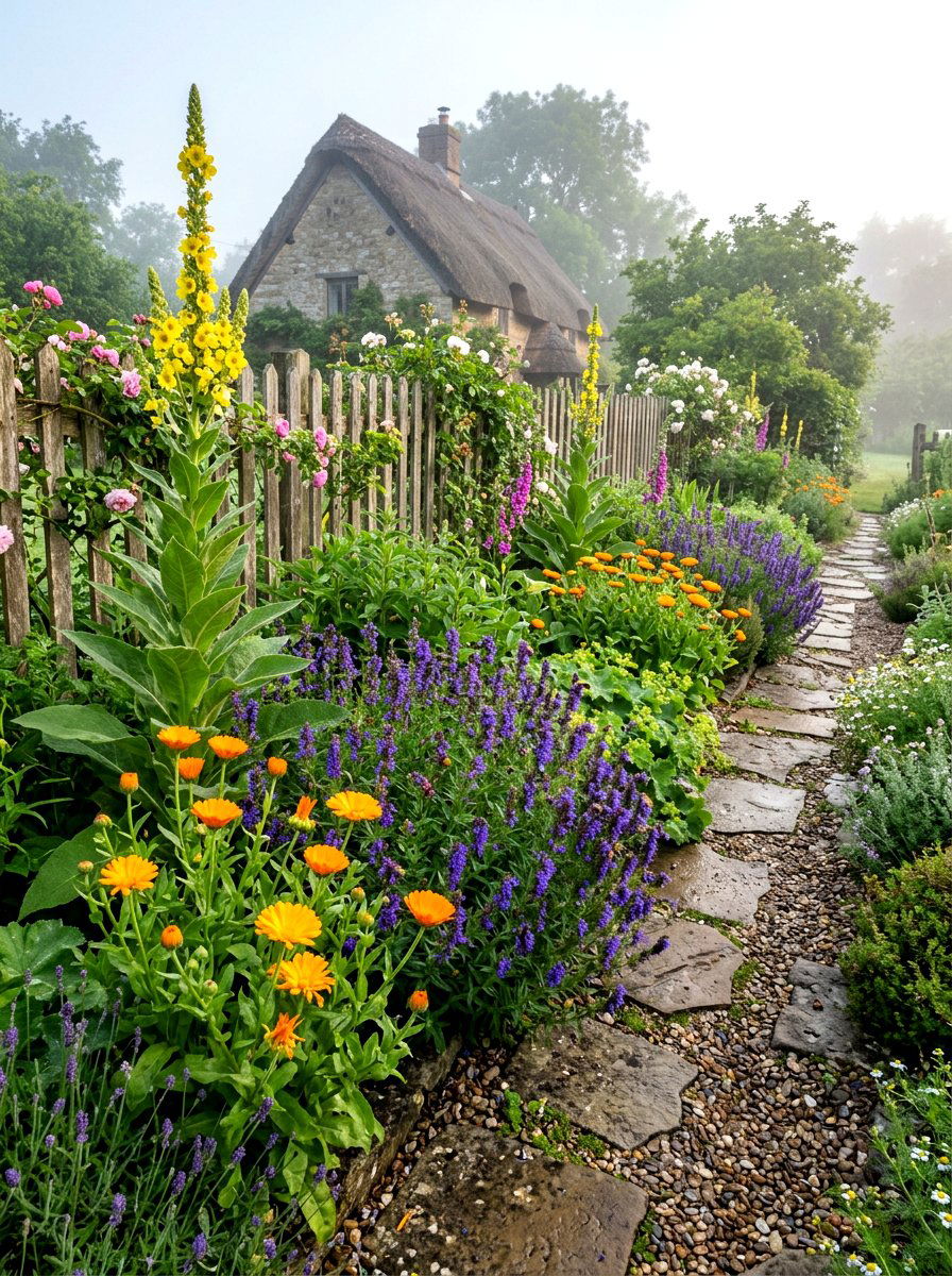 Cottage Herb Border - 30 medicinal herb garden ideas