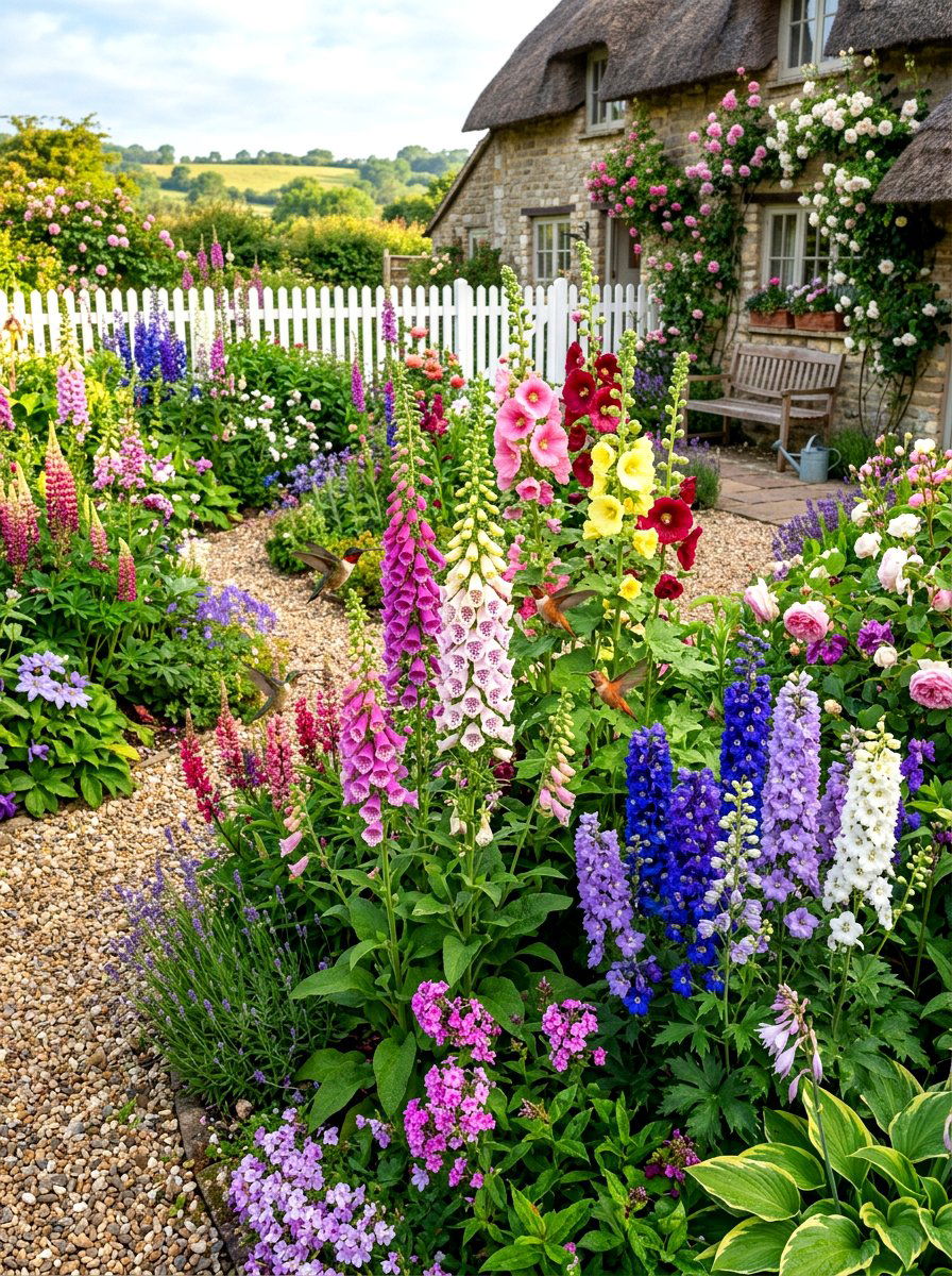 Cottage Hummingbird Garden - 30 hummingbird border ideas