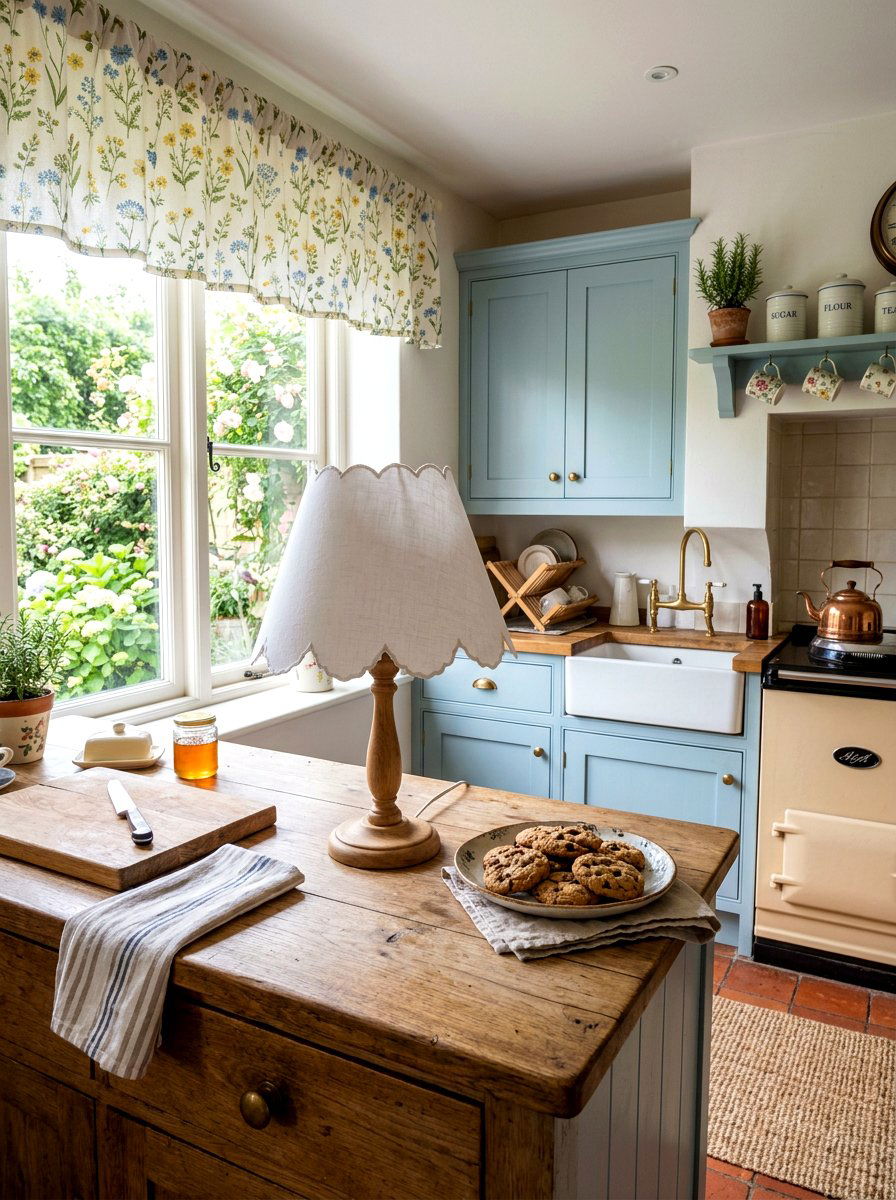 Cottage Kitchen Scalloped Lamp - 30 mini lamp on kitchen counter ideas
