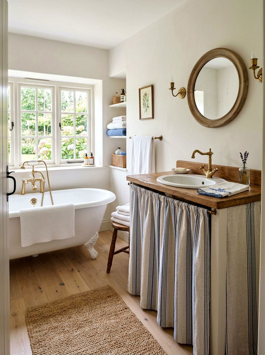 Cottage Skirted Sink - 30 small cottage bathroom ideas