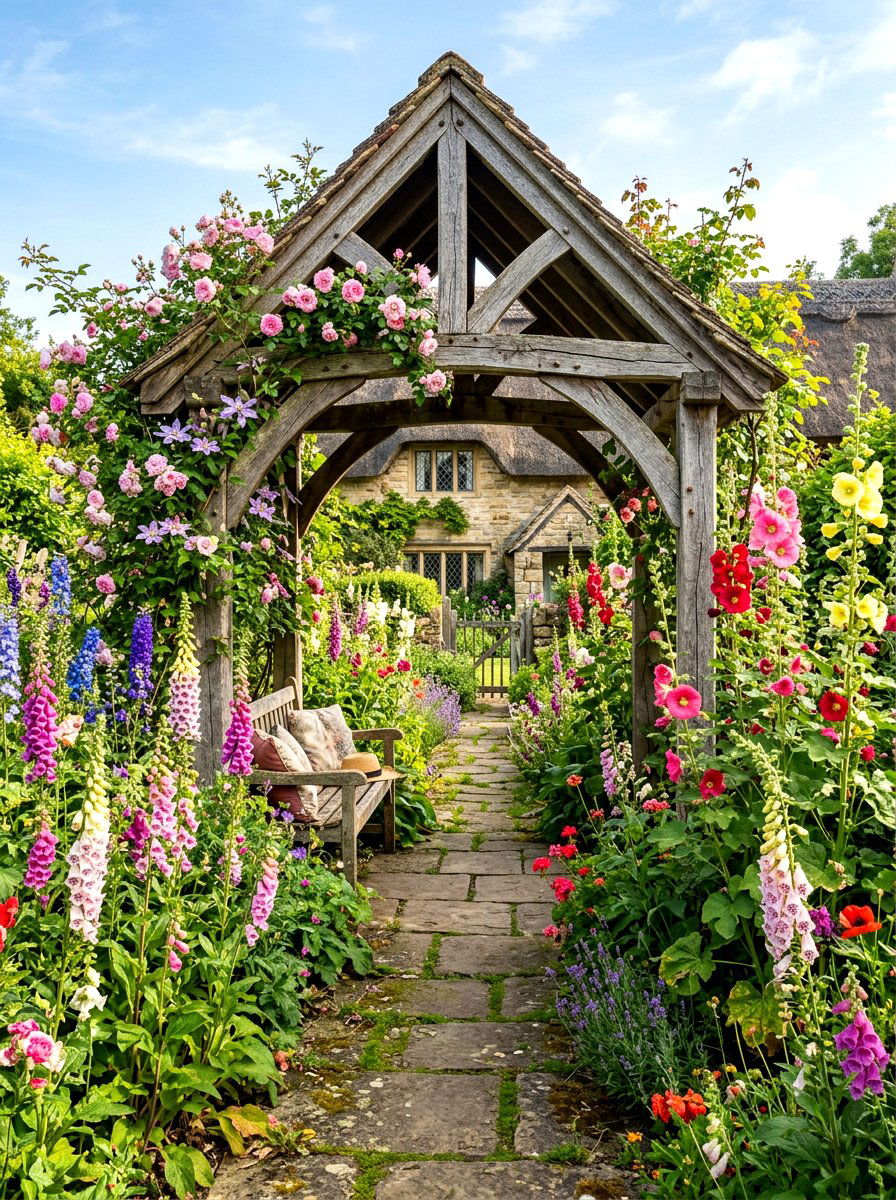 Cottage Style Arbor - 30 front arbor ideas
