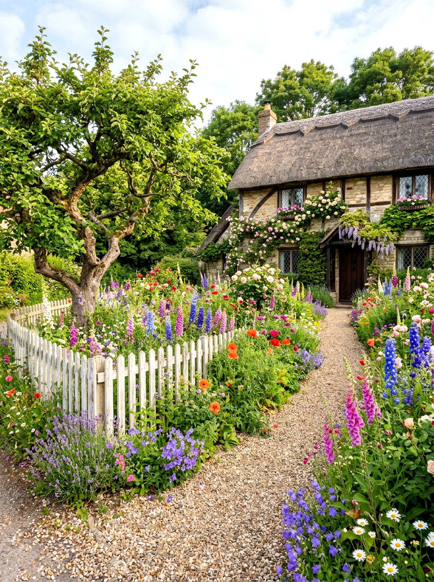 Cottage Style Border - 30 tree border landscaping ideas