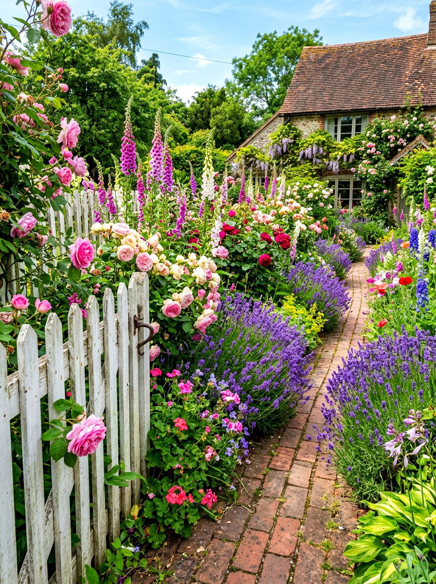 Cottage Style Flower Bed - 30 backyard garden ideas