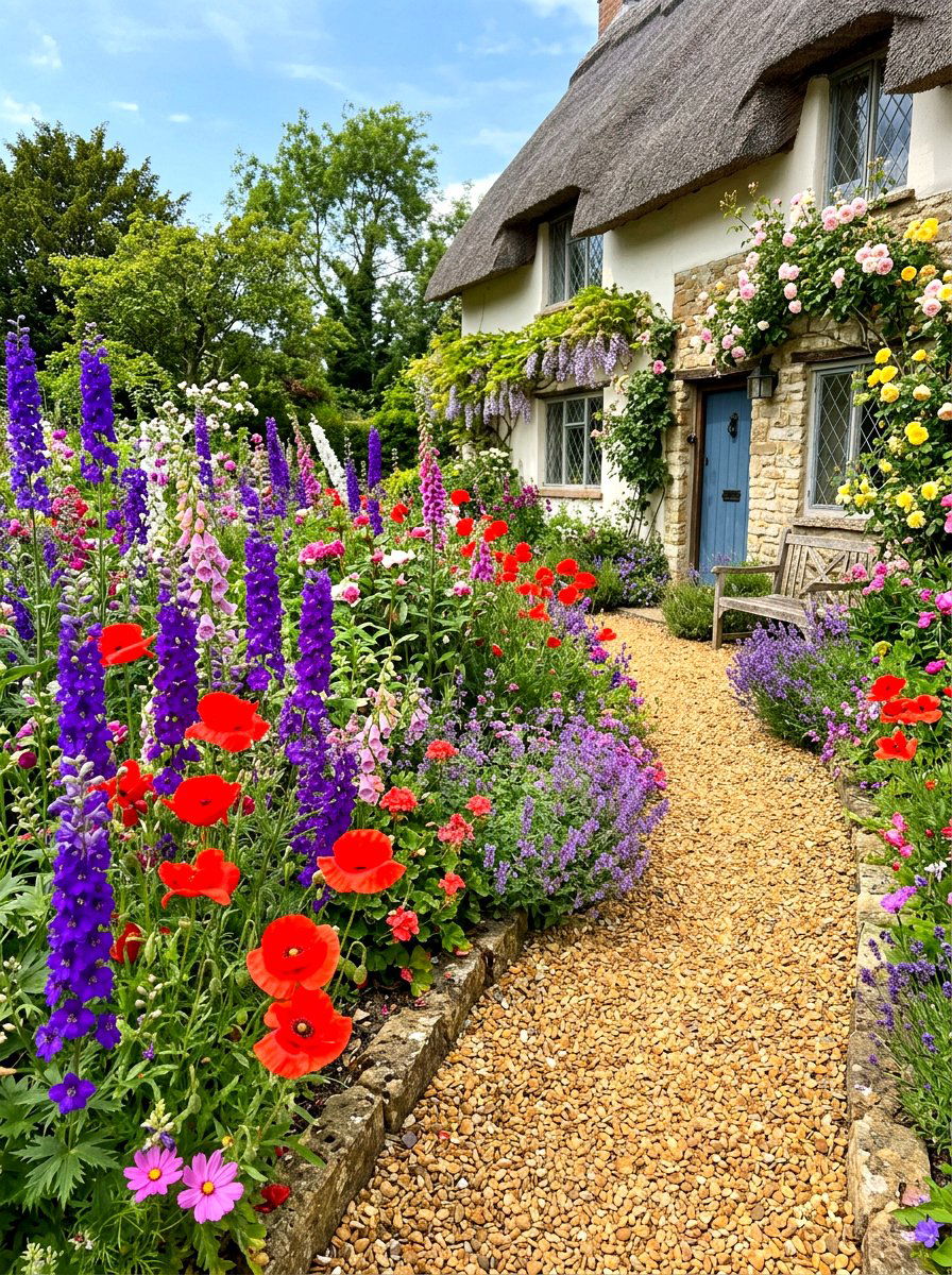 Cottage Style Flower Border - 30 summer annual border ideas