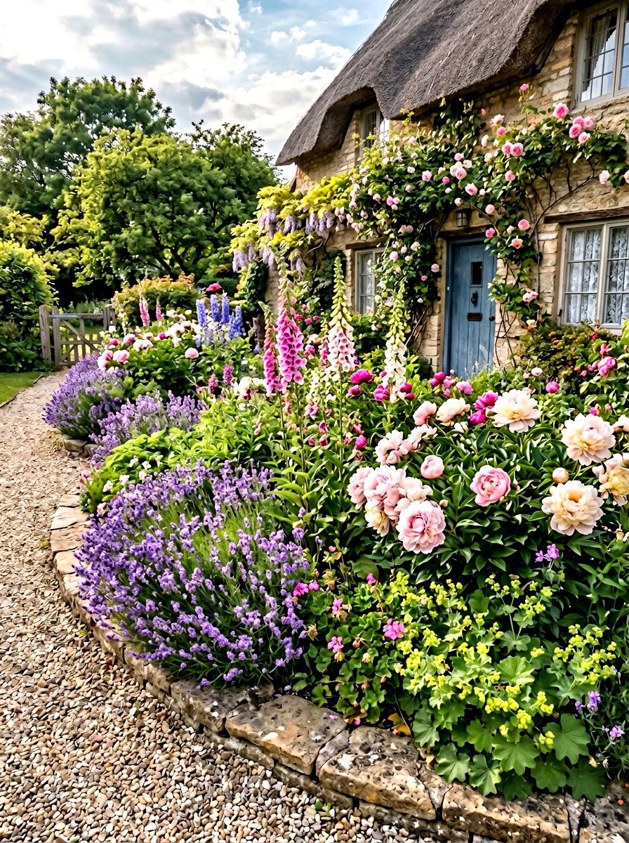 Cottage Style Front Yard Planting - 30 front porch flower bed ideas