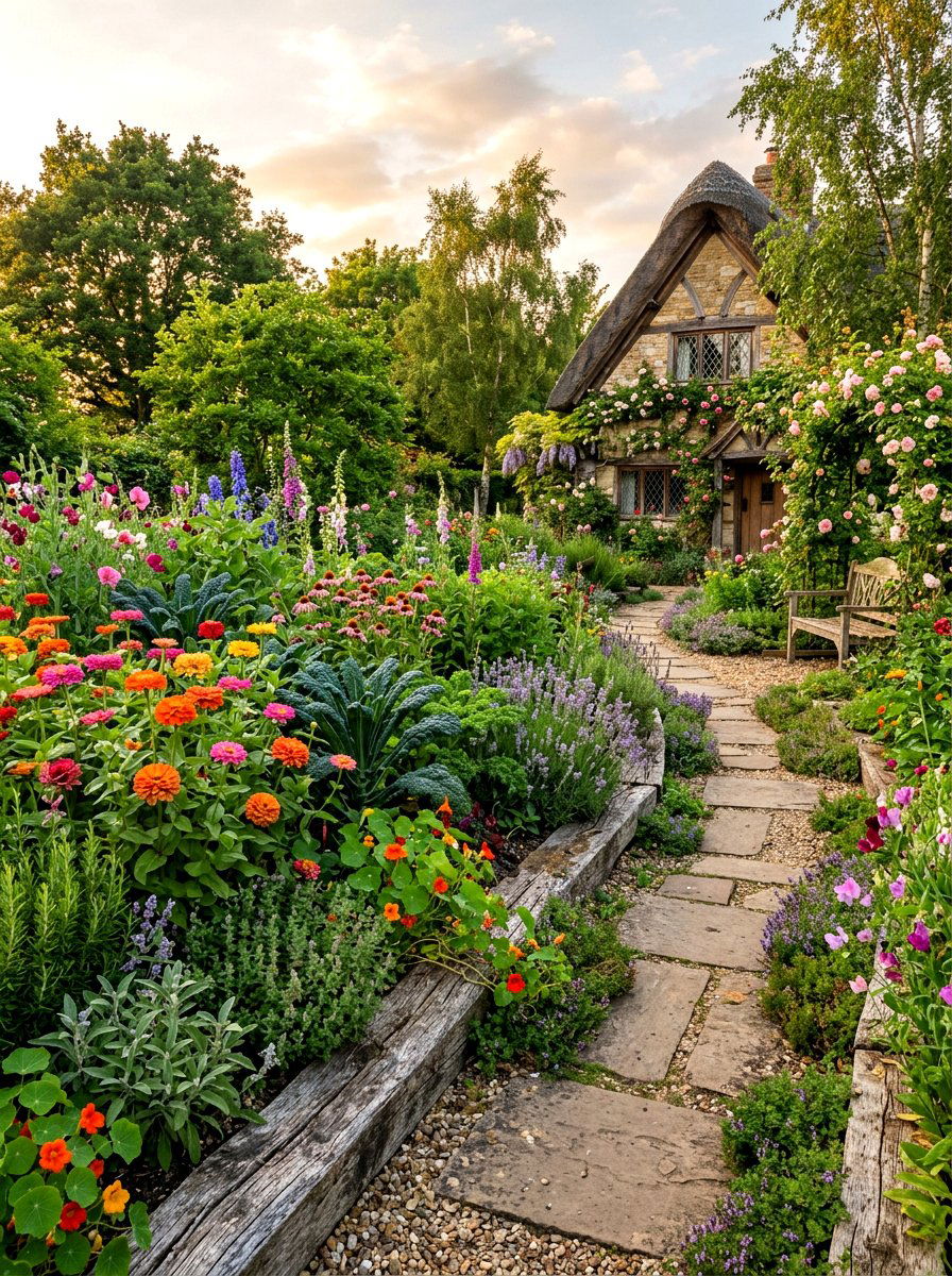Cottage Style Garden Bed - 30 raised kitchen garden ideas
