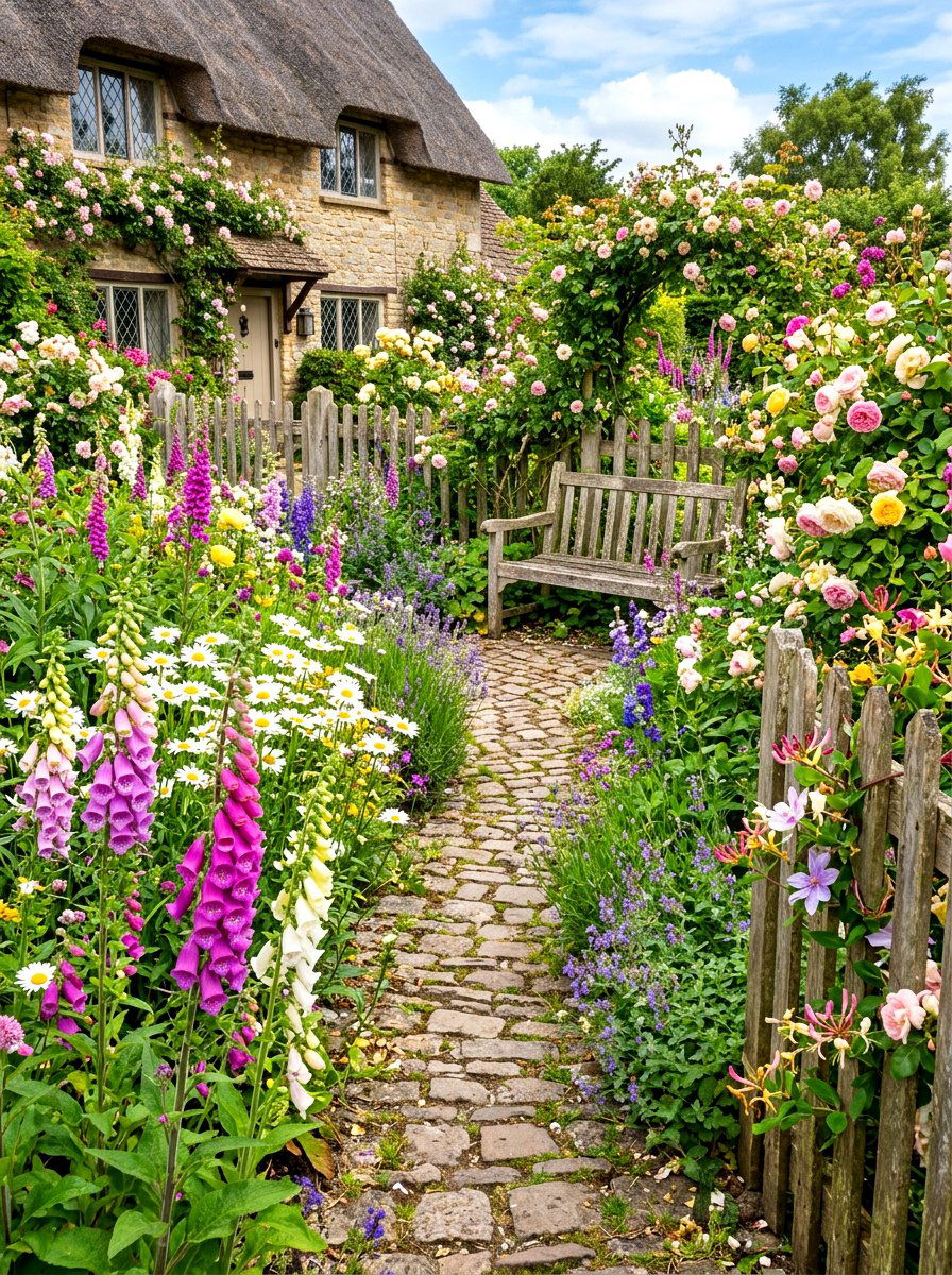 Cottage Style Garden - 30 kitchen courtyard garden ideas