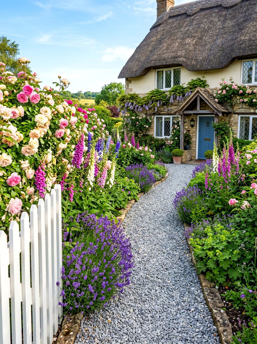 Cottage Style Gravel Entry - 30 gravel garden ideas