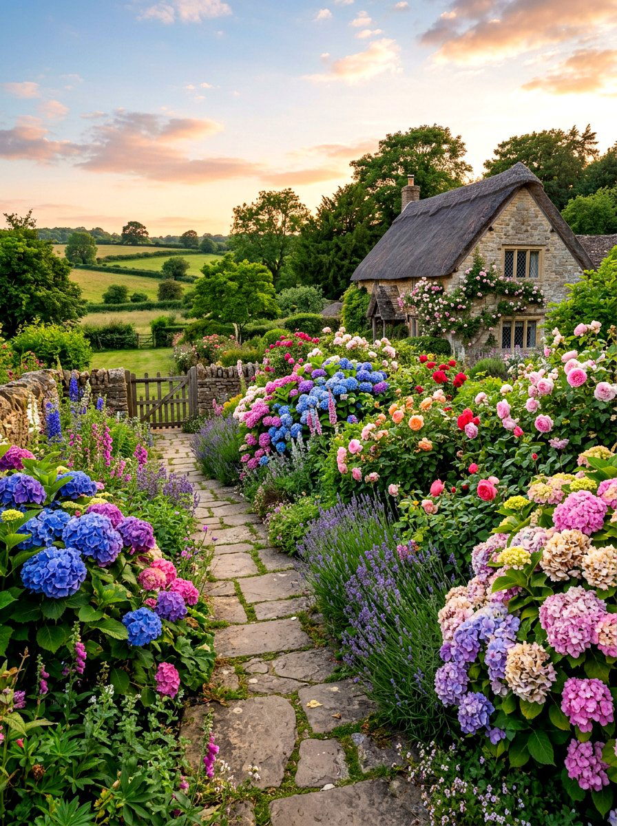 Cottage Style Hydrangea - 30 hydrangea border curb appeal ideas