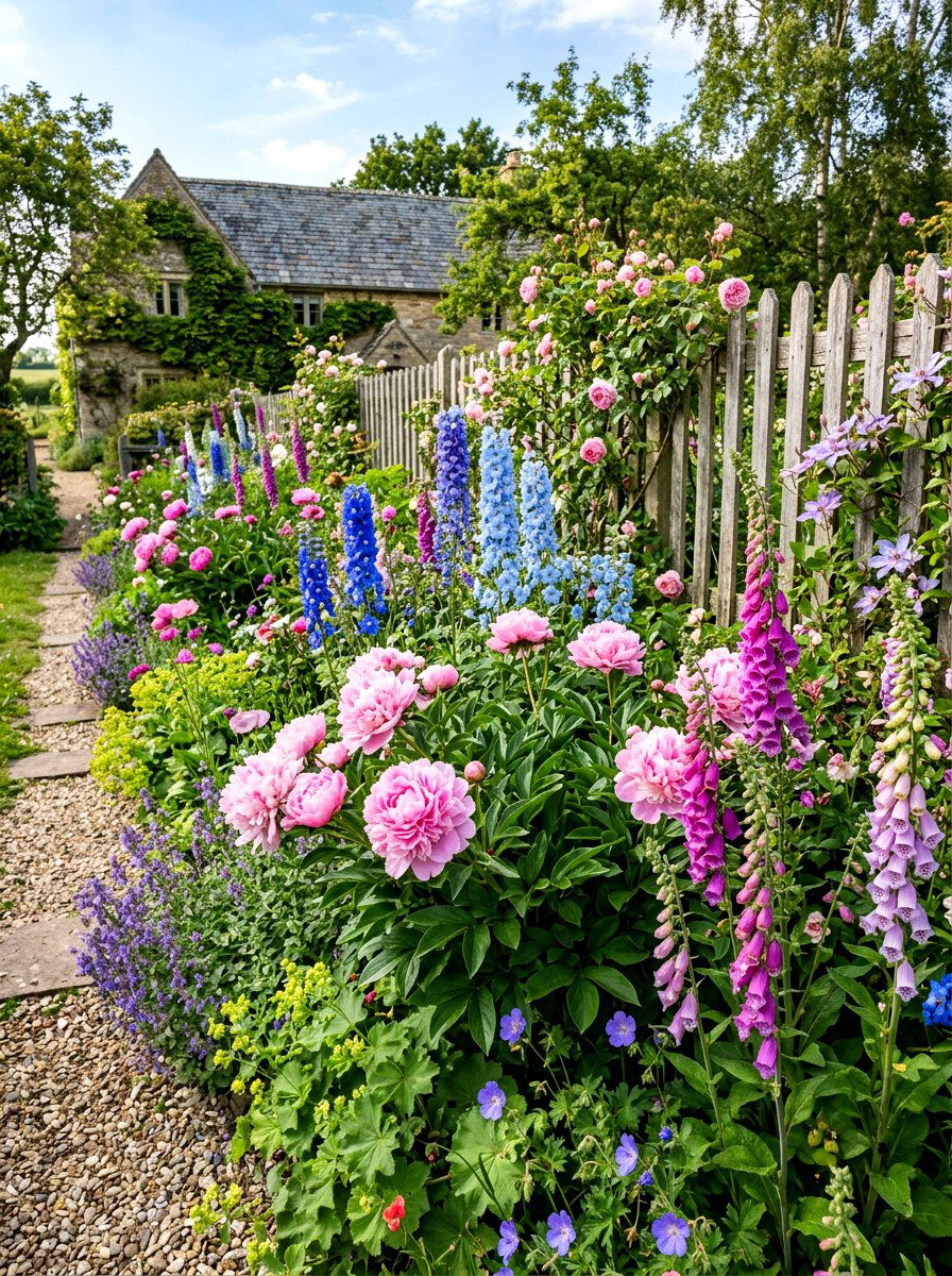 Cottage Style Peony Garden - 30 peony garden bed ideas