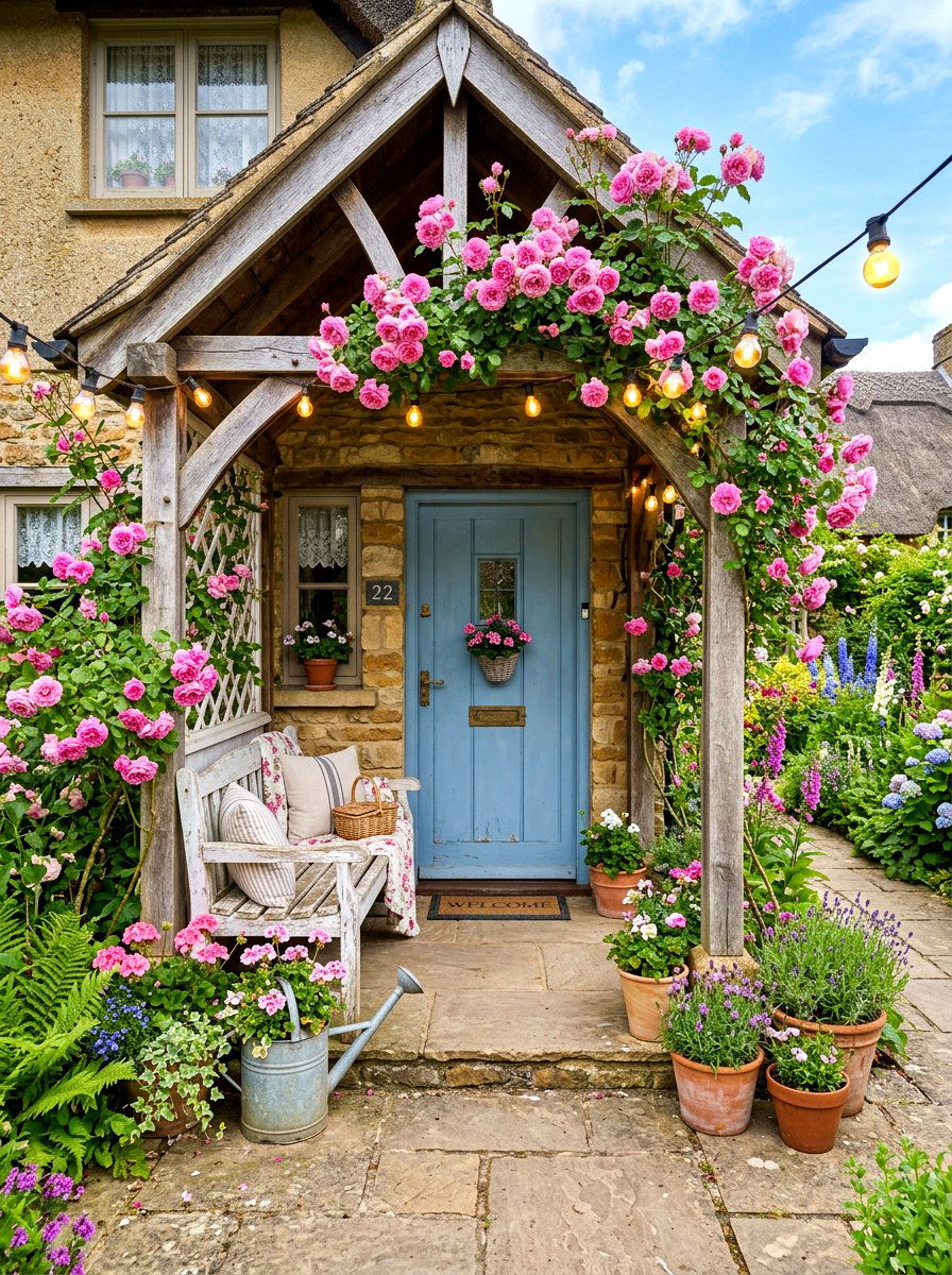 Cottage Style Porch Entrance - 30 small front porch ideas