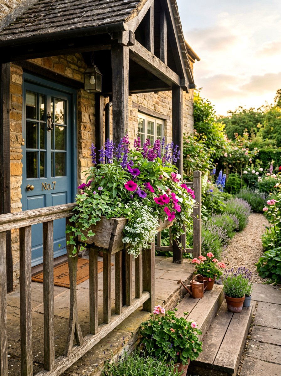 Cottage Style Stoop Flower Boxes - 30 front stoop garden ideas