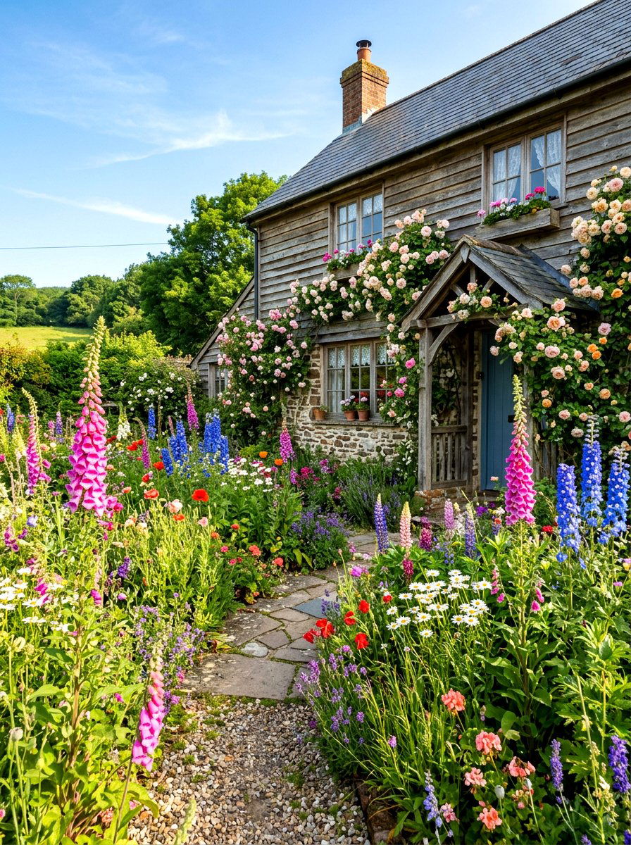 Cottage Style Wildflower Mixed Beds - 30 foundation flower bed ideas