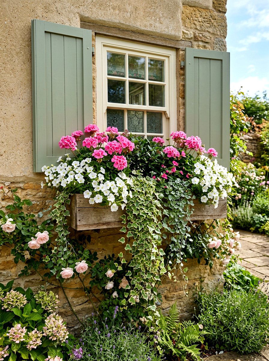 Cottage Style Window Box - 30 cottage front border ideas