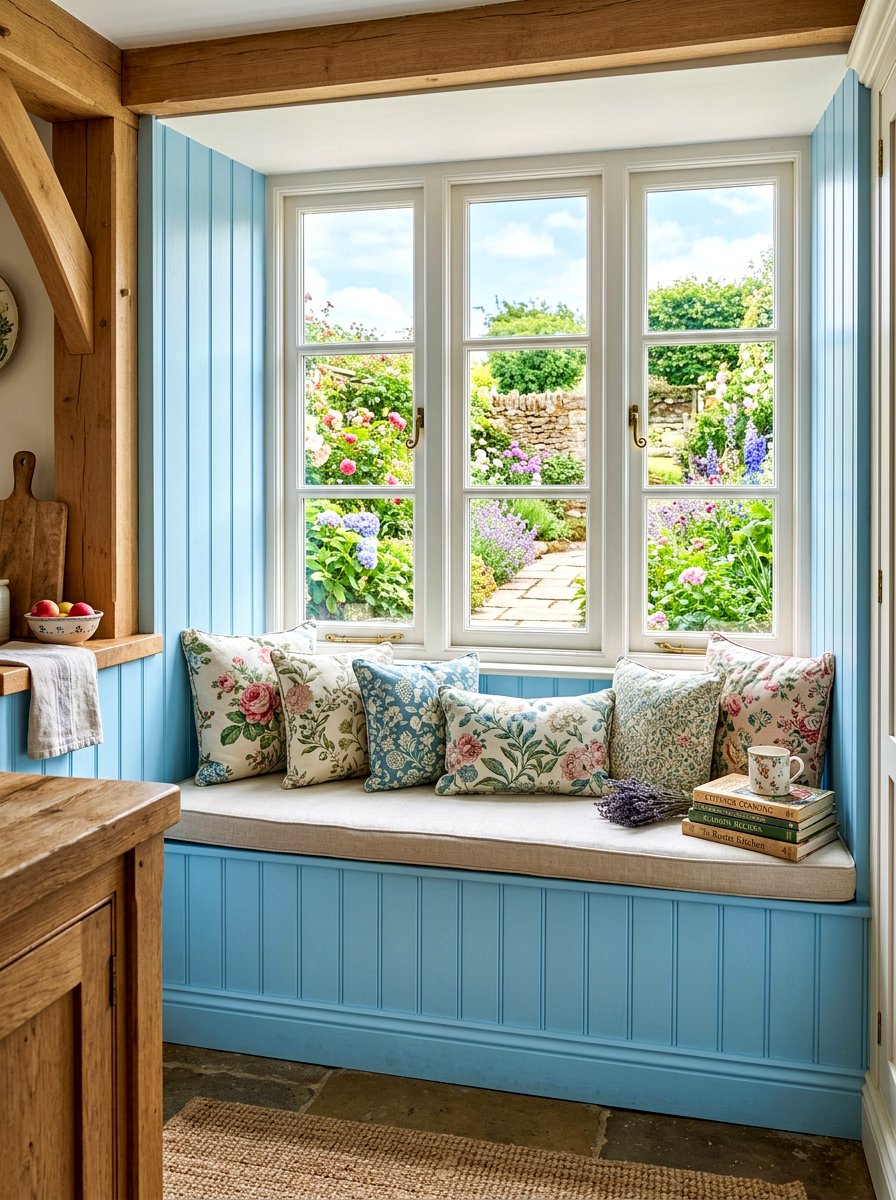 Cottage Style Window Seat - 30 cozy kitchen window seat ideas