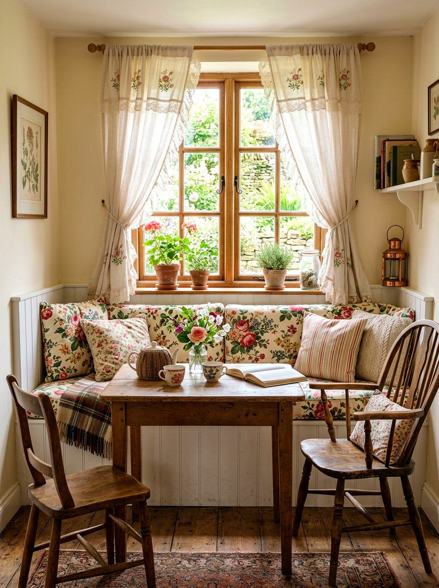 Cottage Style Window Seating - 30 banquette window nook ideas