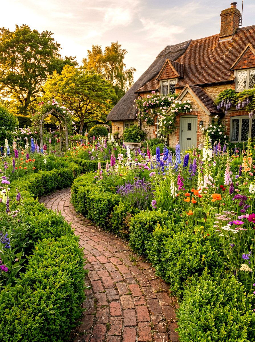 Cottage boxwood yard - 30 boxwood front yard ideas