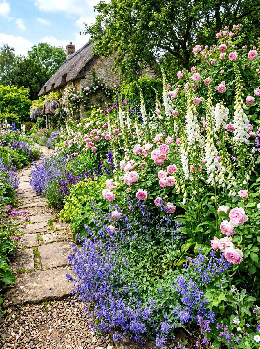 Cottage garden border - 30 backyard border planting ideas