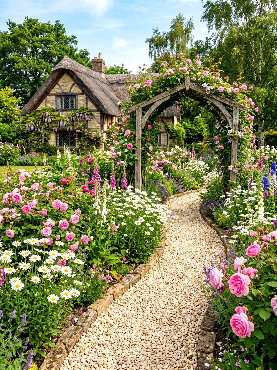 Cottage garden gravel walkway - 30 gravel path backyard ideas