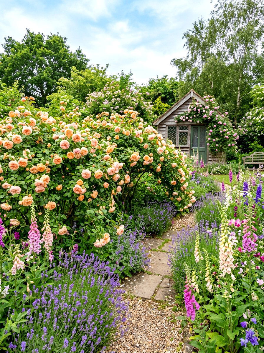 Cottage garden rose hedge - 30 rose hedge ideas