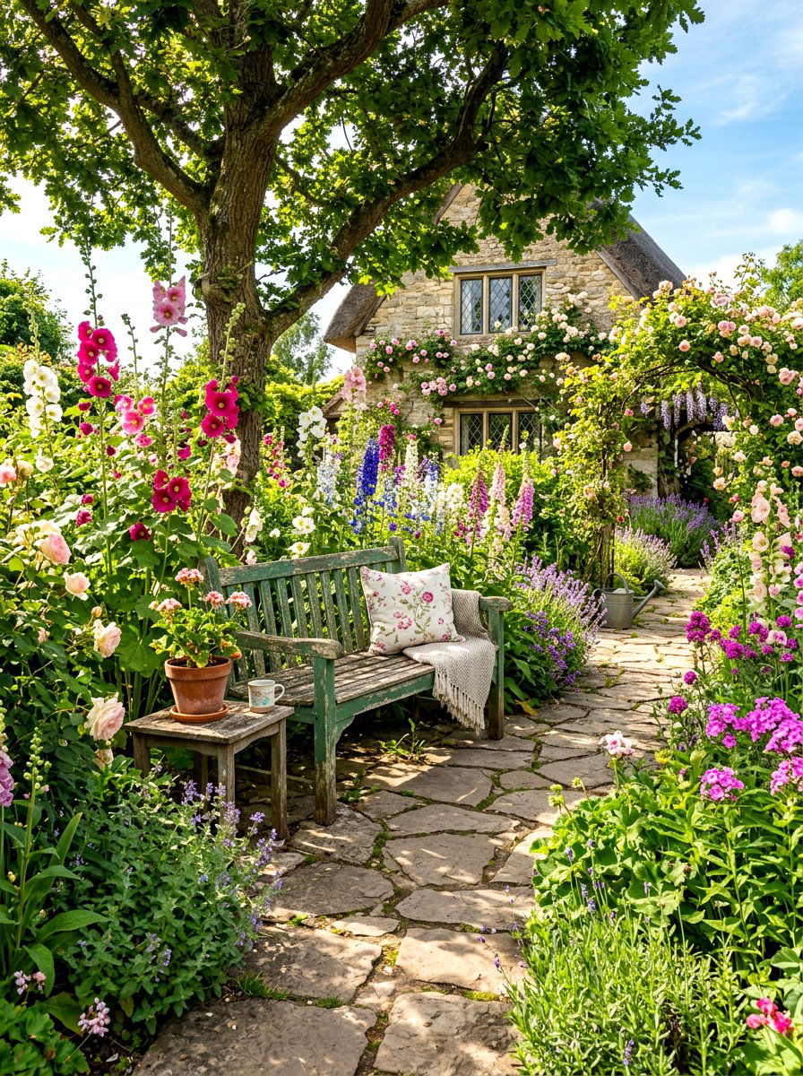 Cottage garden seating - 30 front yard seating ideas