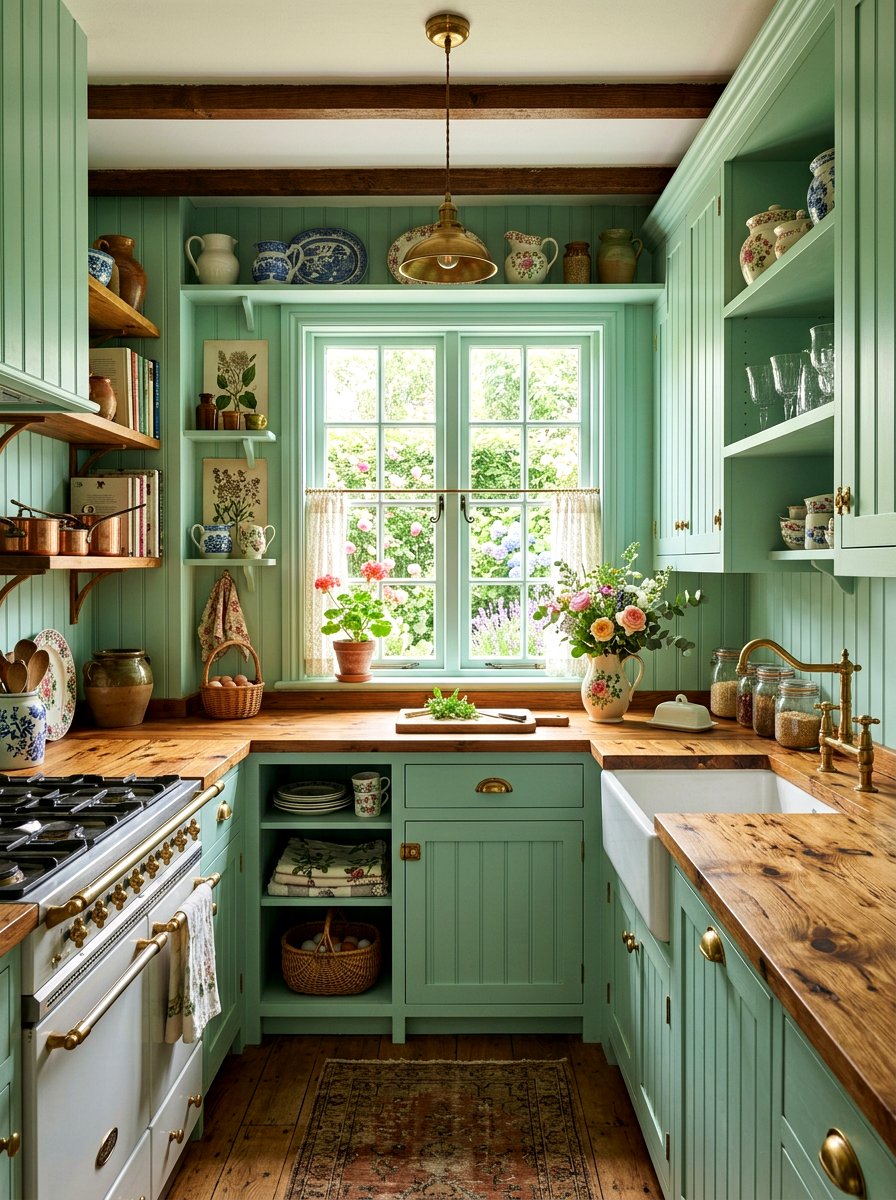Cottage kitchen with pine butcher block - 30 butcher block countertop ideas