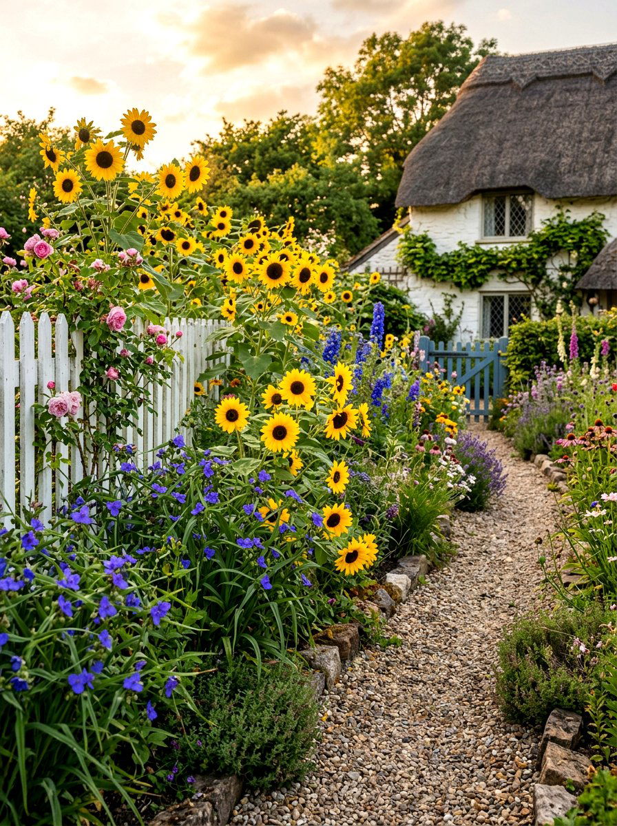 Cottage style native garden - 30 native plant front yard ideas