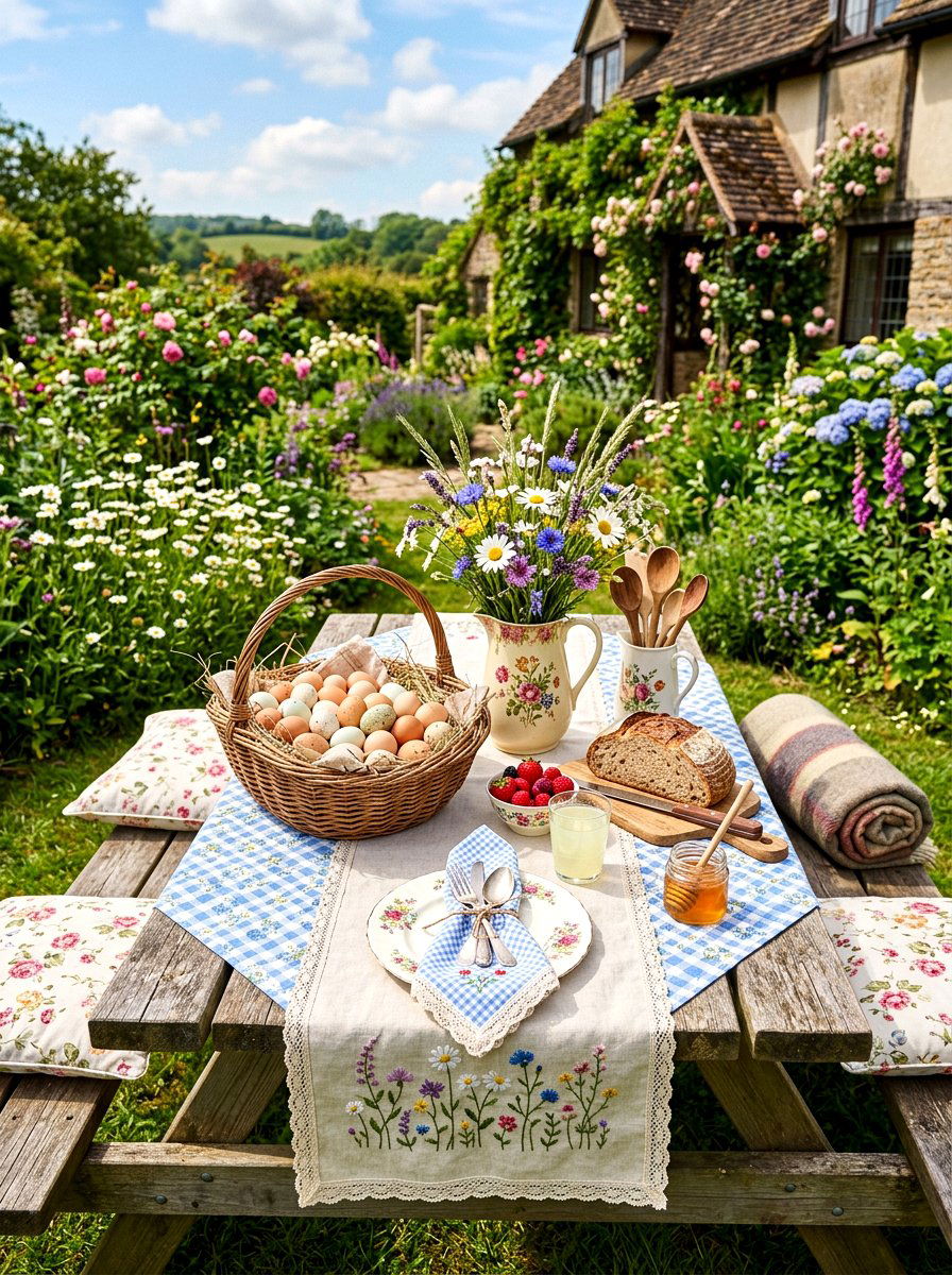 Cottagecore Aesthetic Picnic Table - 30 outdoor picnic table decor ideas