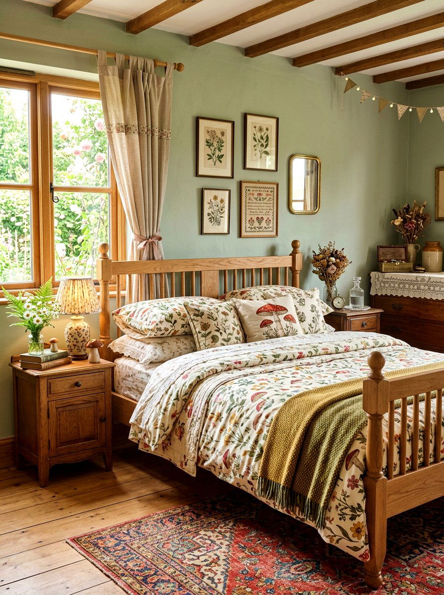 Cottagecore Bed Frame - 30 mushroom bedroom ideas