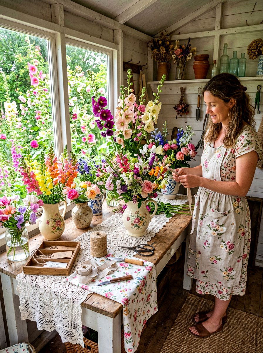 Cottagecore Bouquet Making - 30 flower arranging party ideas