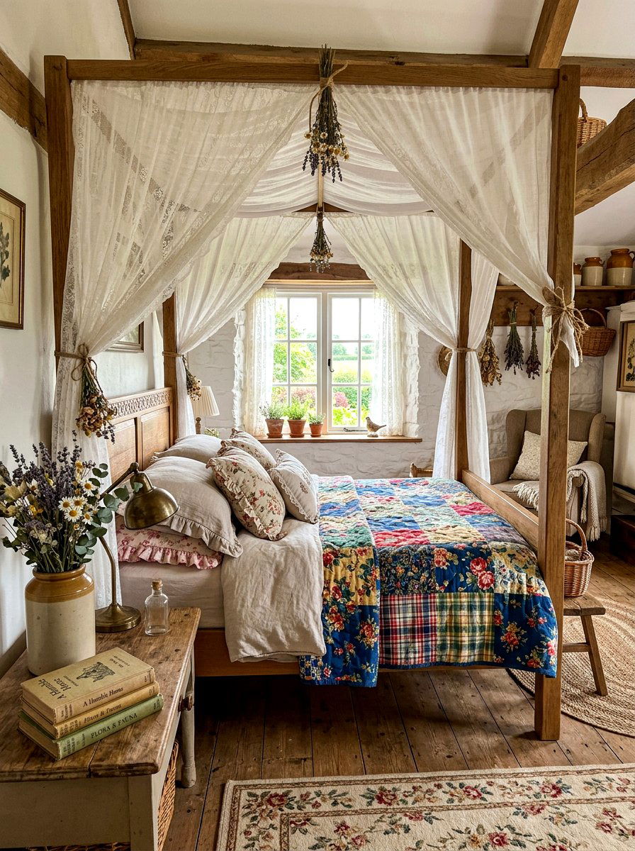 Cottagecore Canopy Bed - 30 romantic canopy bedroom ideas
