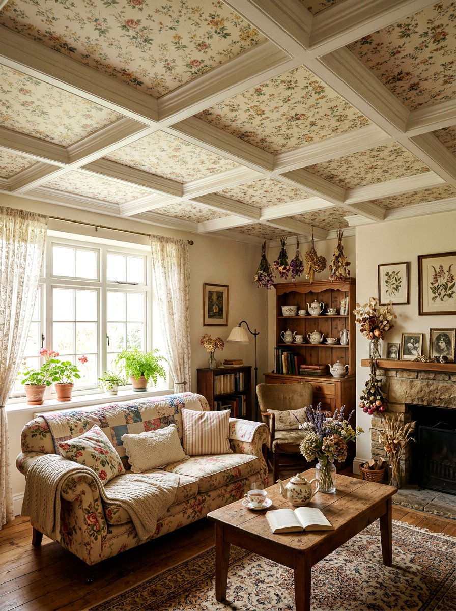 Cottagecore Coffered Ceiling Living Room - 30 coffered ceiling living room ideas