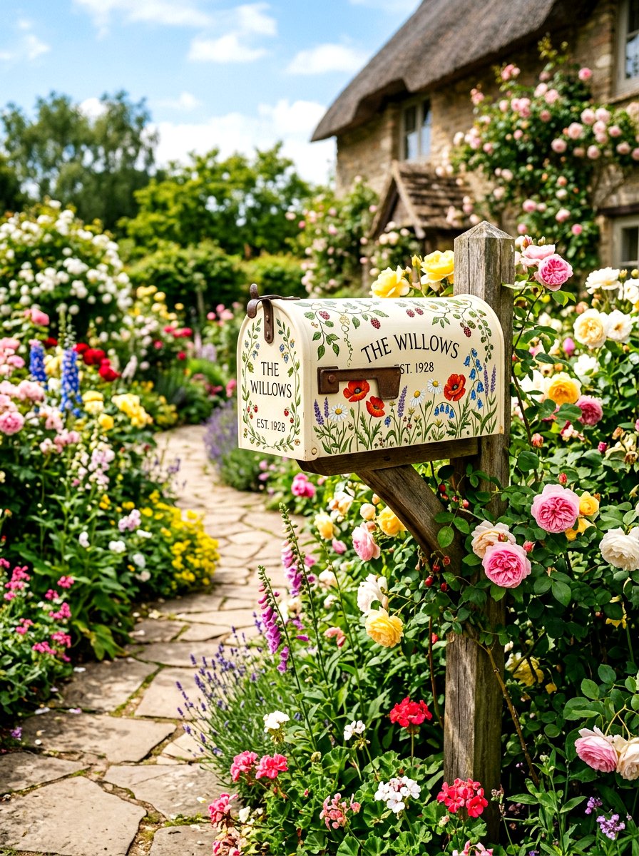 Cottagecore Floral Mailbox - 30 statement mailbox ideas aesthetic