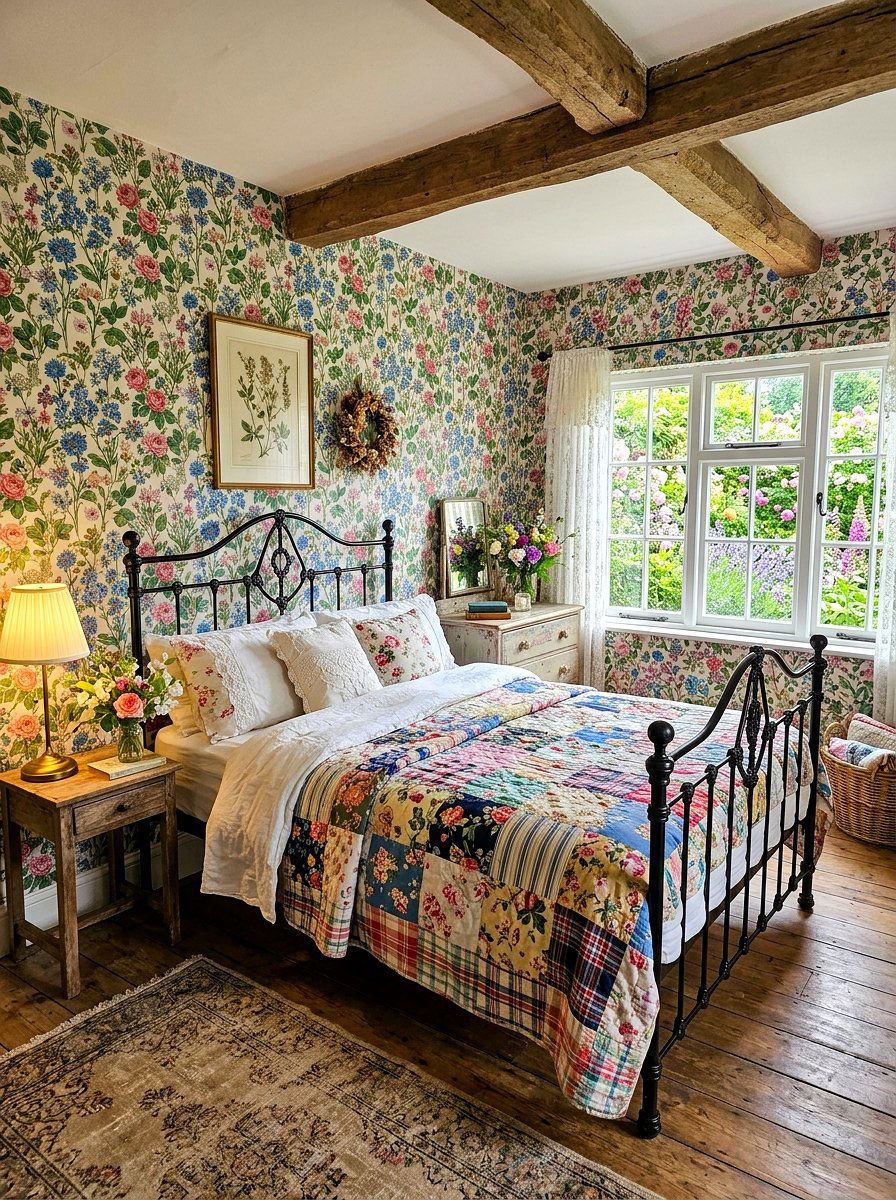 Cottagecore Floral Wallpaper - 30 floral wallpaper bedroom ideas