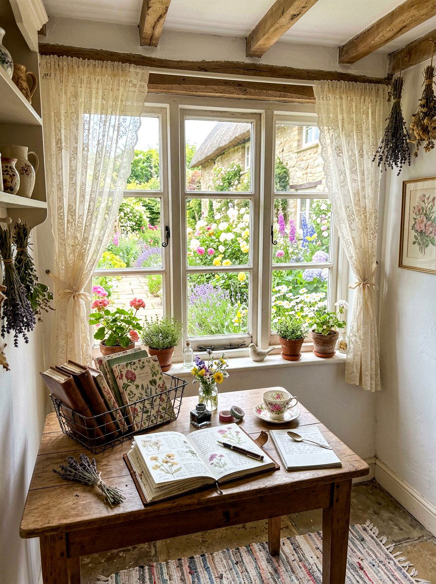 Cottagecore Garden Window - 30 journaling nook ideas