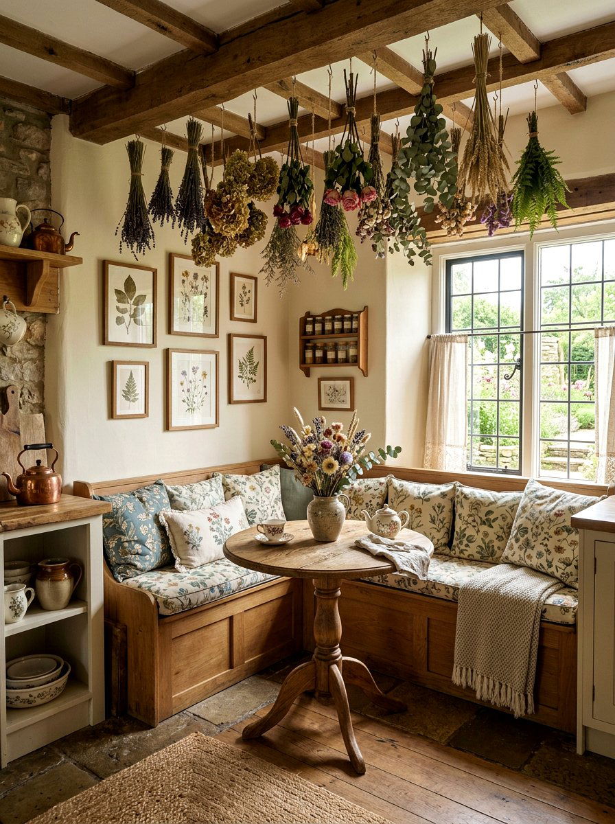 Cottagecore Kitchen Nook - 30 tea party kitchen ideas