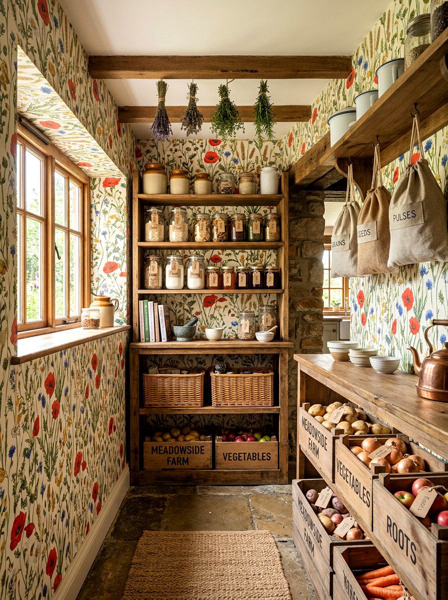 Cottagecore Pantry Wallpaper - 30 pantry wallpaper ideas