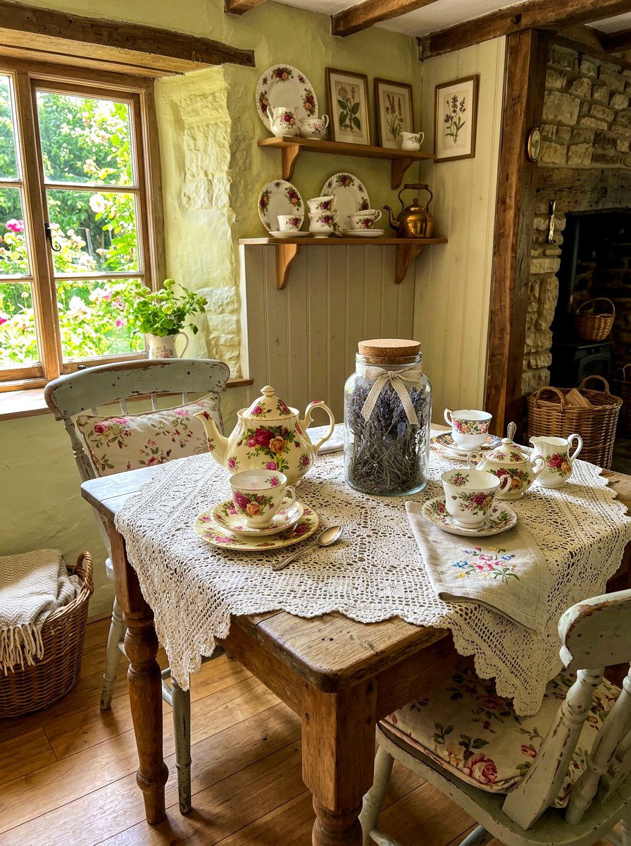 Cottagecore Tea Station - 30 tea station ideas