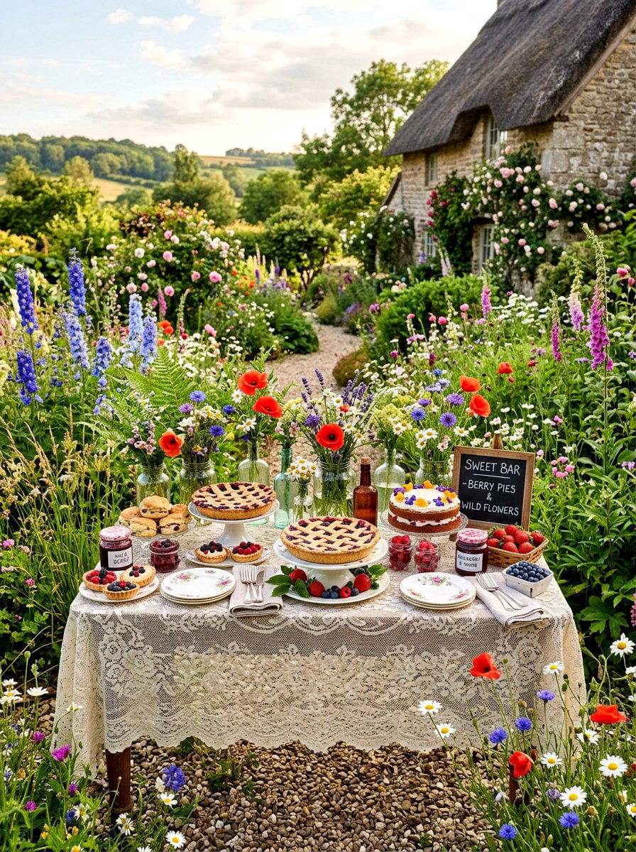 Cottagecore Wildflower Sweet Bar - 30 outdoor dessert station ideas